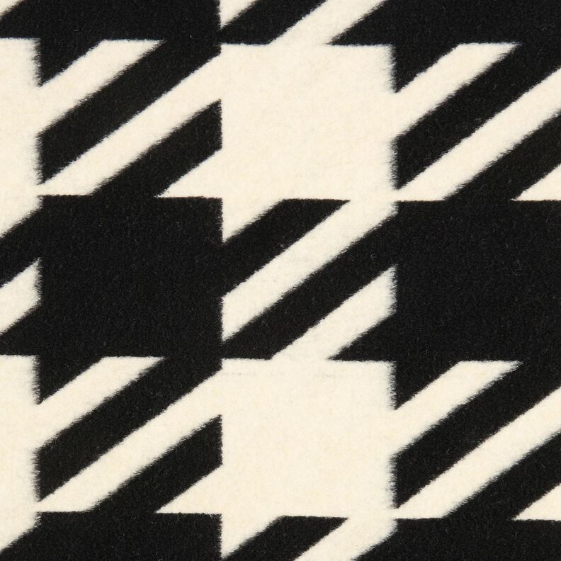 Stickat kapptyg stort hundtandsmönster – svart/yllevit,  image number 1
