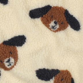 Teddyplysch hundhuvuden | Poppy Fabrics – ljusbeige/svartbrunt, 