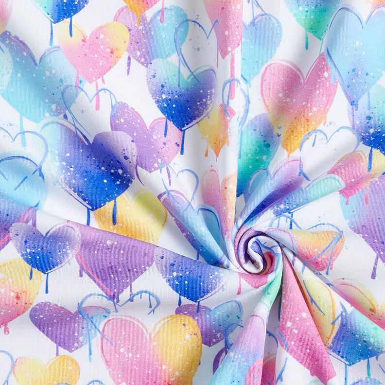 Bomullsjersey graffitihjärtan | Glitzerpüppi  – vit/färgglad,  image number 3