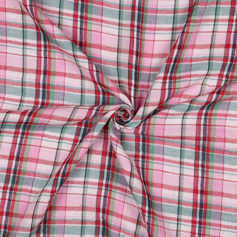Muslin/Dubbel-krinkelväv Lurex rutigt | Poppy Fabrics – rose/guldmetallic,  image number 3