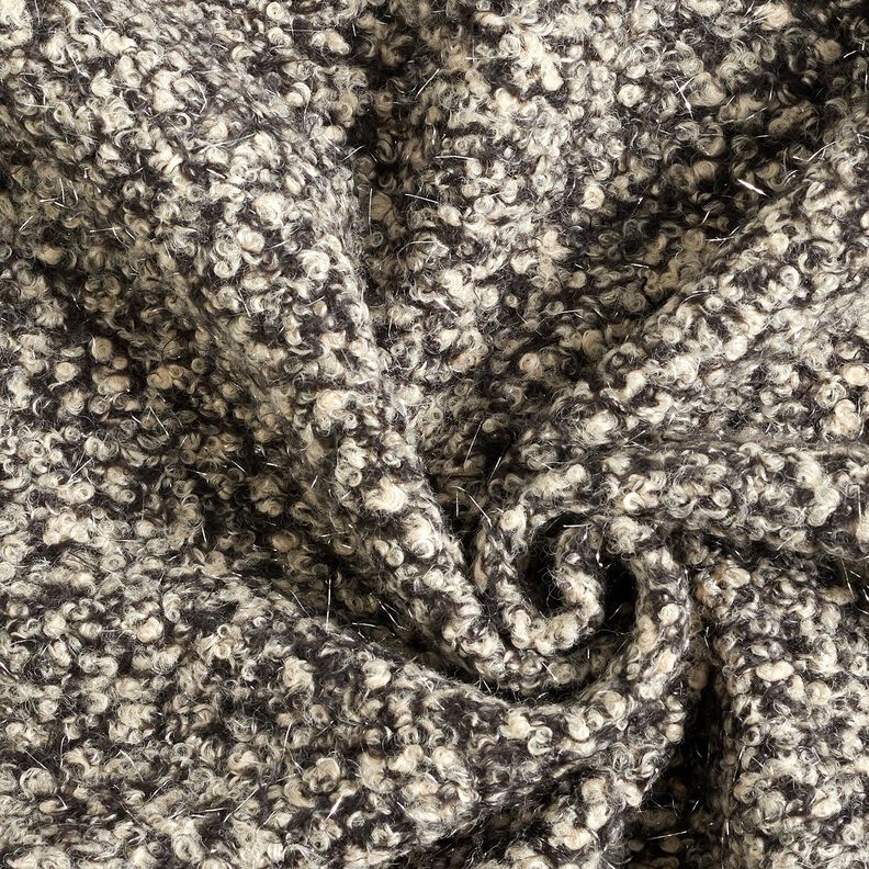 Stickad Bouclé Glittertrådar melerade – cashew/svart, image number 3