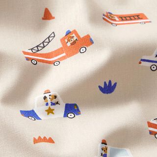 GOTS Bomullspoplin brandkår och polis – sand, 