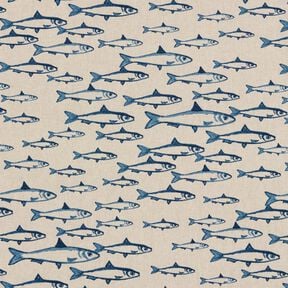 Dekorationstyg Halvpanama fiskstim – natur/marinblått, 