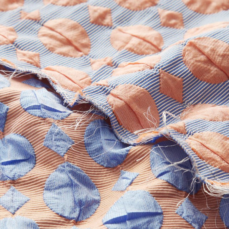 Cloqué prickar och diamanter – ljusblått/apricot,  image number 5