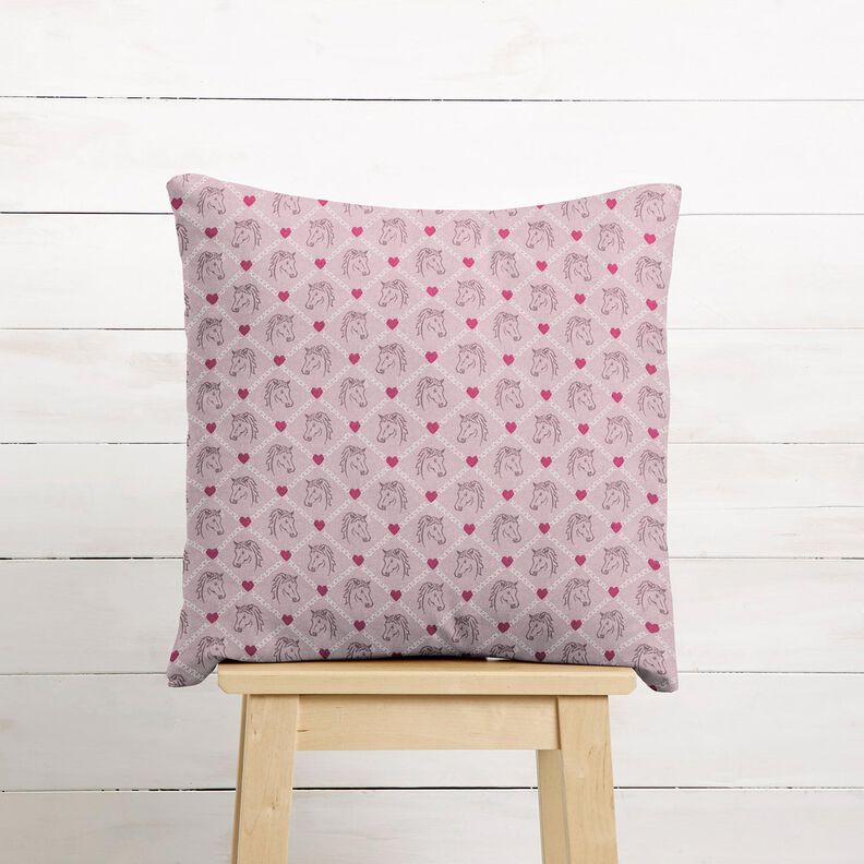 Bomullstyg Kretong hästar och hjärtan rosa – rosa,  image number 7