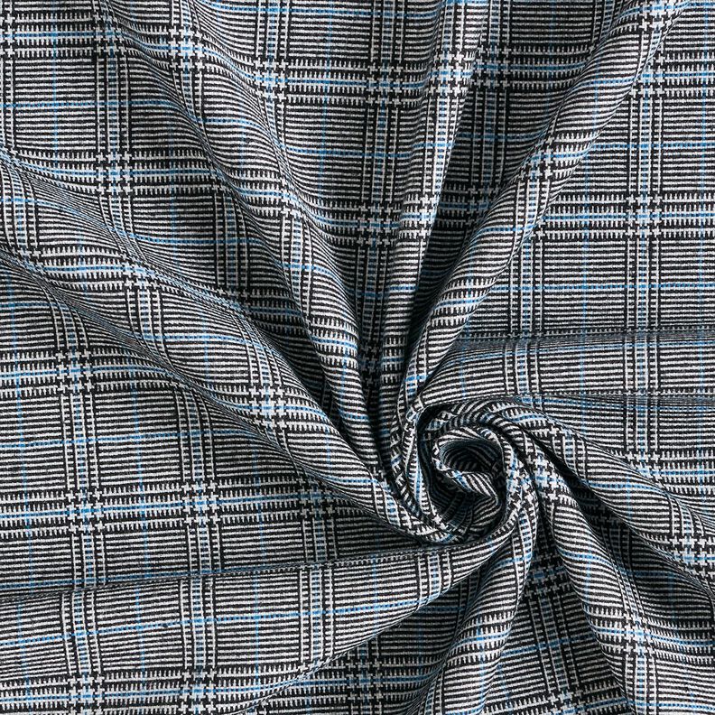 Viskosmix Abstrakt glencheck – kungsblått/svart,  image number 3
