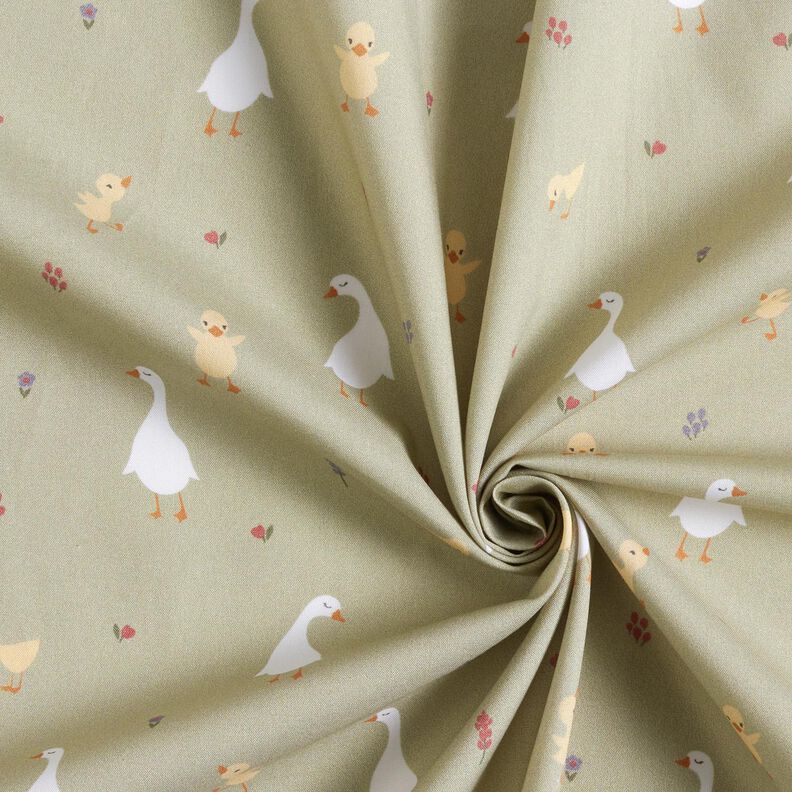 GOTS Bomullspoplin Söta gäss och kycklingar | Poppy Fabrics – gråbeige,  image number 3
