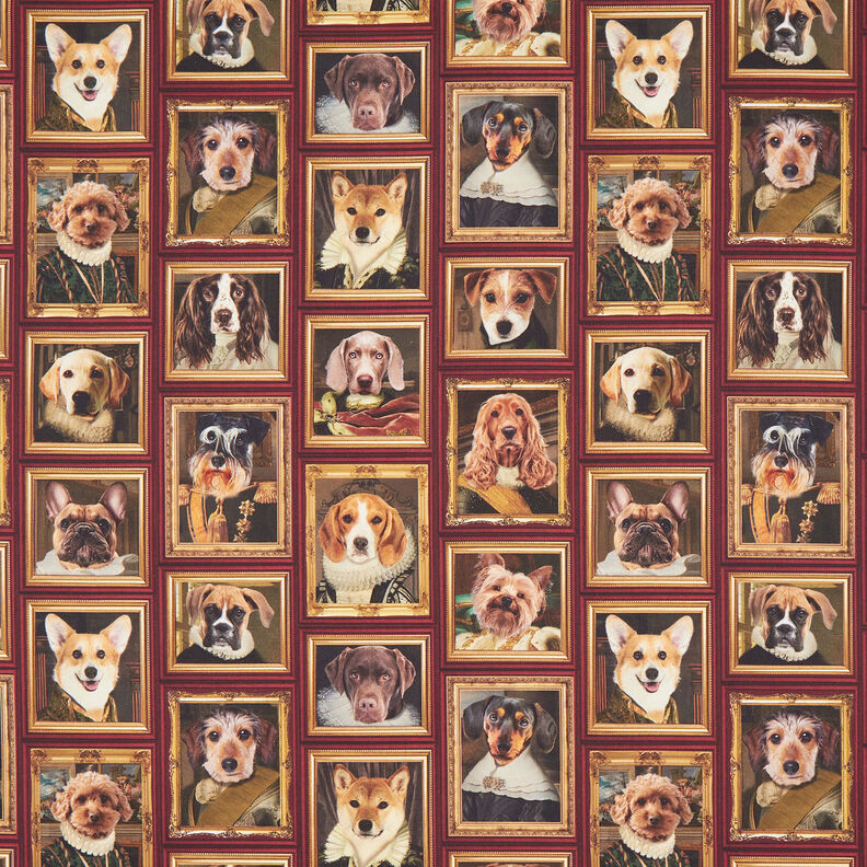 Dekorationstyg Halvpanama Hundporträtt – kaminrött/guld,  image number 1
