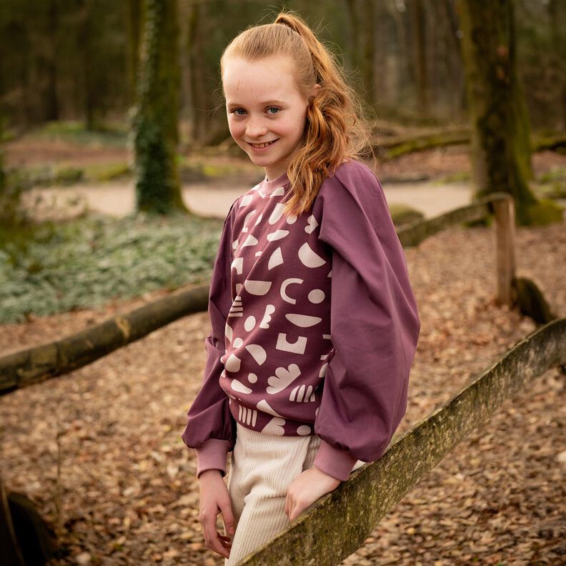 Alpfleece abstrakta former  – druva/natur,  image number 5
