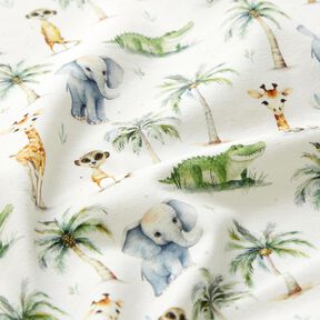 Bomullsjersey baby-djungeldjur Digitaltryck – yllevit, 