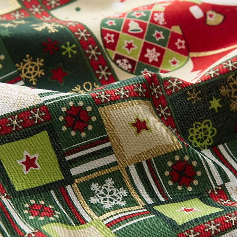 Bomullspoplin Färgglatt julmotiv – grön, image number 2