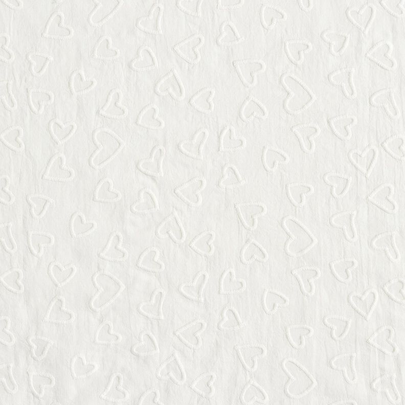 Batist Broderade hjärtan | Poppy Fabrics – elfenbensvit,  image number 1
