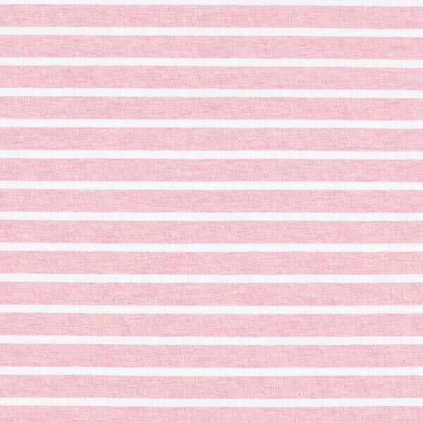 GOTS Bomullsjersey remsa | Albstoffe – rosa/vit, image number 1