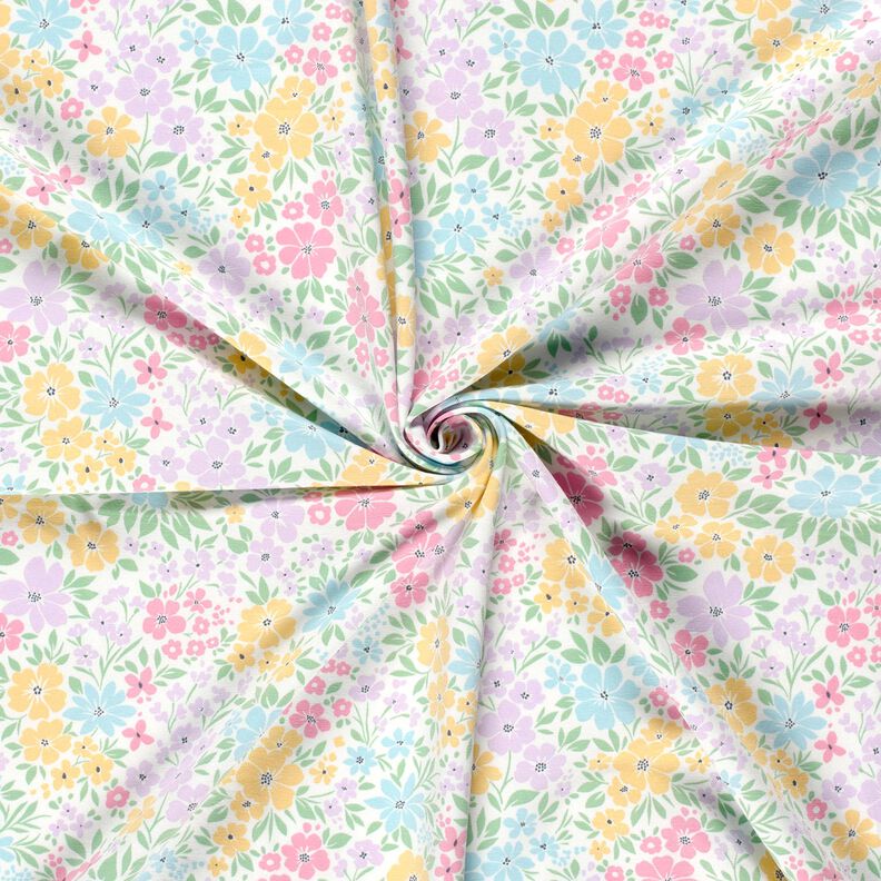 Bomullsjersey Vacker blomsteräng – elfenbensvit/pastellfläder,  image number 3