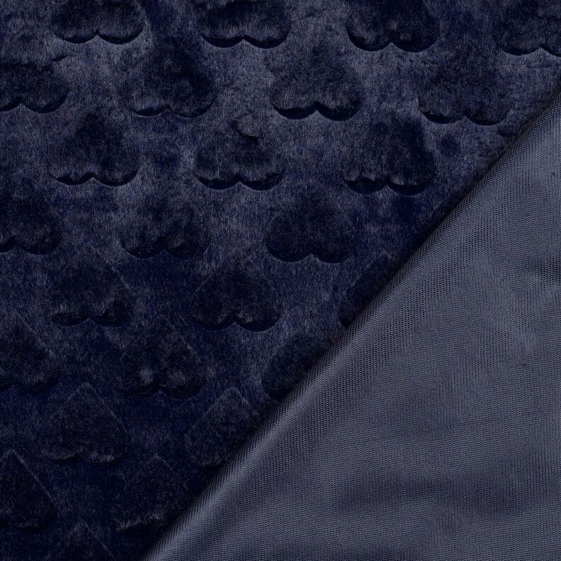 Fuskpäls hjärtan | Poppy Fabrics – svartblå, image number 4