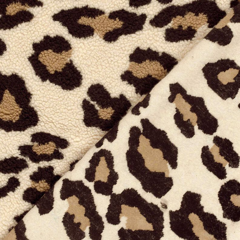 sherpa teddyplysch leopardmönster – mandel/svart,  image number 4
