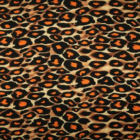 Viskosjersey Stora leopardfläckar – brun/brandgul, 