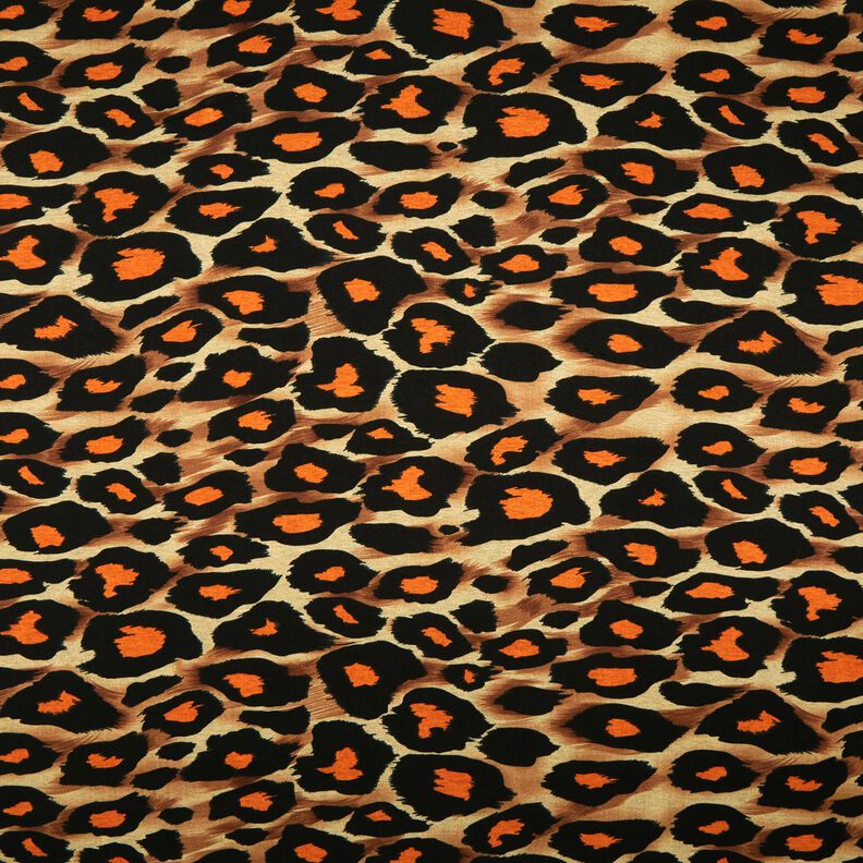 Viskosjersey Stora leopardfläckar – brun/brandgul,  image number 1