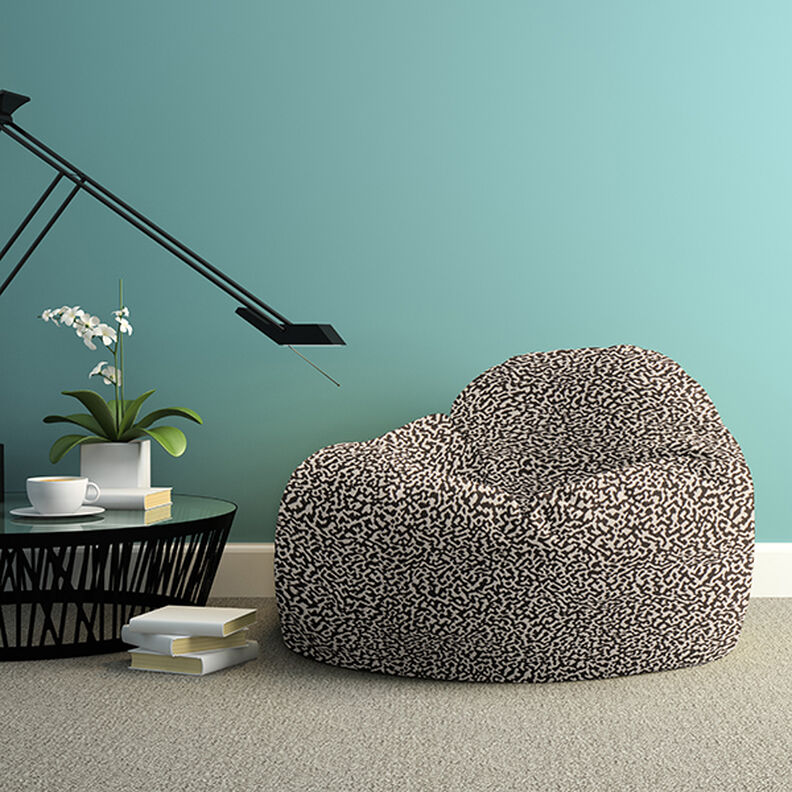 Möbeltyg Jacquard Abstrakt leopardmönster stort – svart/sand,  image number 6