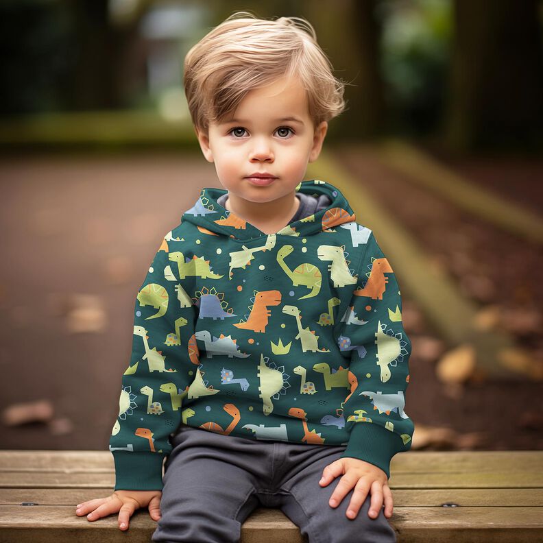 Sommarsweat dinosaurier | Poppy Fabrics – blågran/ljusgrön, image number 5