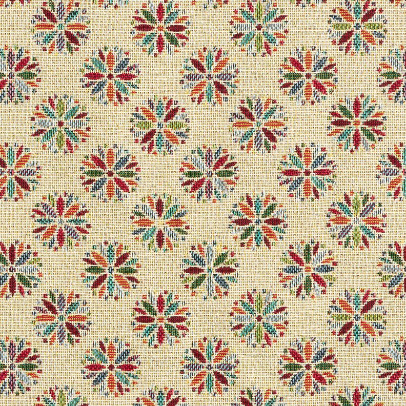 Dekorationstyg Gobeläng små blomstermandalor – ljusbeige/rött, image number 1