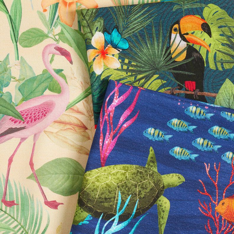 Dekorationstyg Halvpanama Tropiska fåglar – mörkgrön/röd,  image number 5