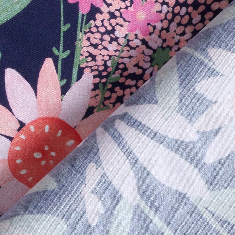 Bomullspoplin Stora ängsblommor Digitaltryck | Poppy Fabrics – nattblå,  image number 4