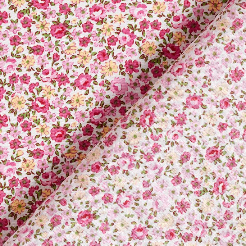 Bomullspoplin millefleur – vit/rosa, image number 4