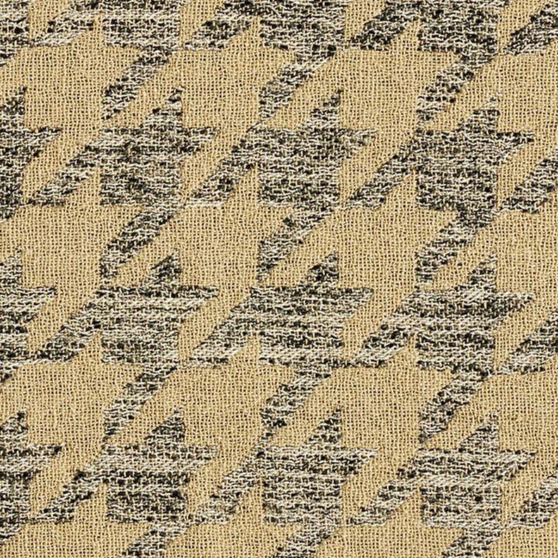 Dubbelvävt tyg med stort hundtandsmönster – beige/grått, image number 1