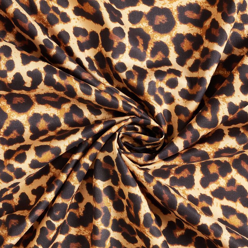 Viskostyg leopardmönster – beige/svart, image number 3