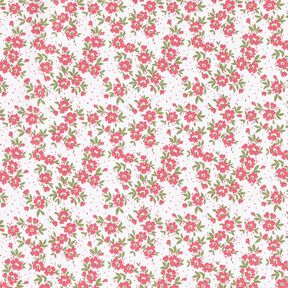 Bomullspoplin blomsterhav – röd/vit, 