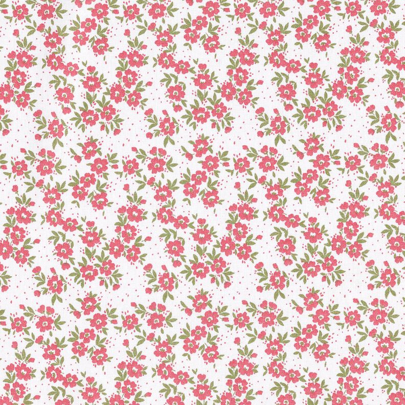 Bomullspoplin blomsterhav – röd/vit, image number 1