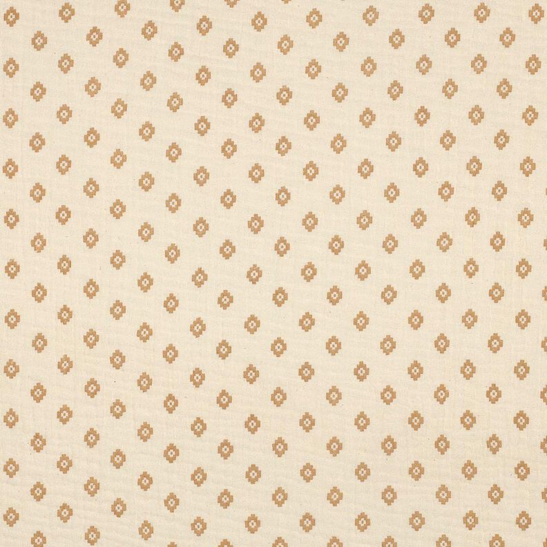 GOTS Muslin/Dubbel-krinkelväv Bohhmiskt diamantmönster  | Poppy Fabrics – kräm/kanel,  image number 1