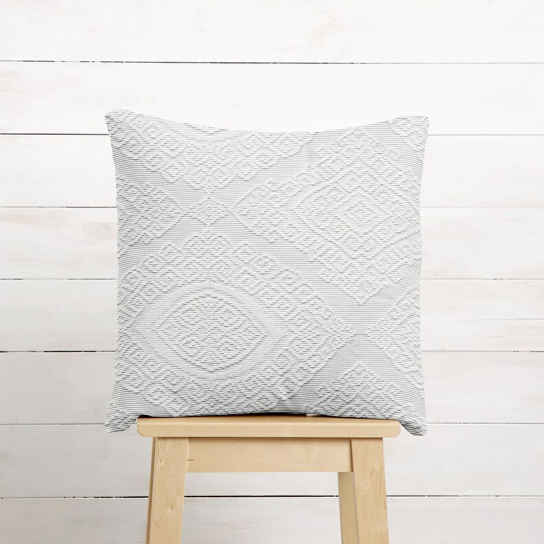 Dekorationstyg Jacquard dekorativa romber 275 cm – vit, image number 7