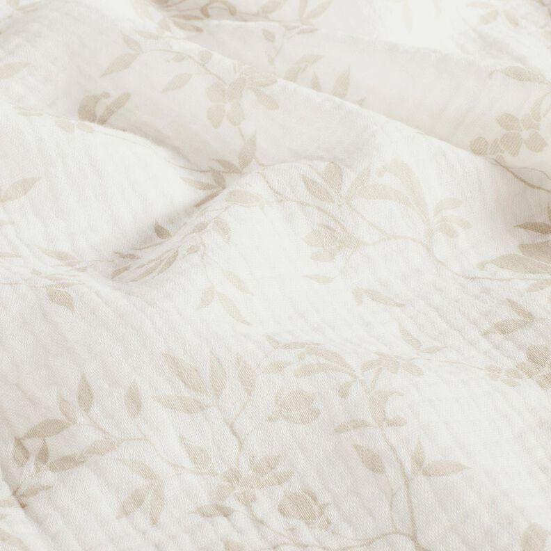 Muslin/Dubbel-krinkelväv Bladrankor – yllevit/natur,  image number 2