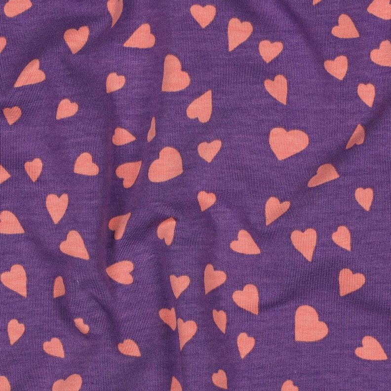 Sommarsweat hjärtan | Poppy Fabrics – lila/gammalrosa,  image number 2