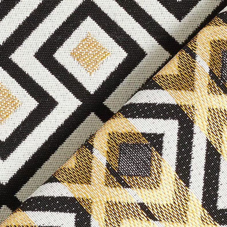 Dekorationstyg Jacquard Artdecoromber – yllevit/guld,  image number 4