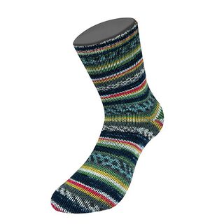 LANDLUST Sockenwolle „Bunte Bänder“, 100g | Lana Grossa – grått/korall, 