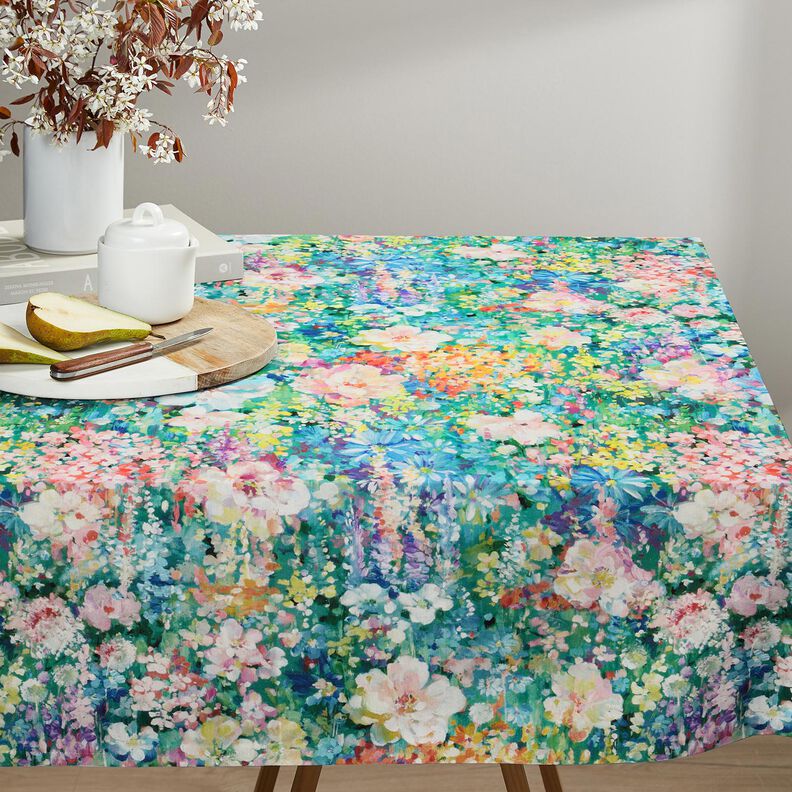 Dekorationstyg Canvas blomstermålning – grön/rosa, image number 7