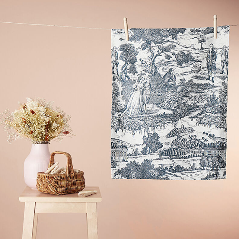 Dekorationstyg Halvpanama Toile de Jour – marinblått/yllevit,  image number 6