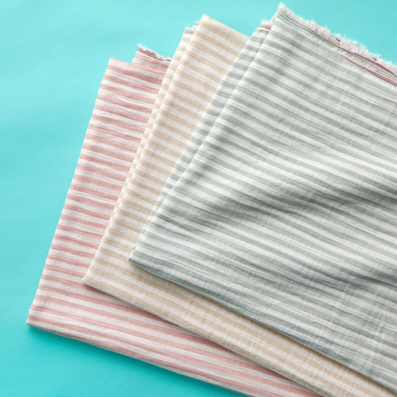 Muslin/Dubbel-krinkelväv Dubbelsidigt Ränder – gammalt rosa/vit,  image number 5
