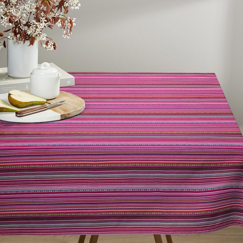 Dekorationstyg Jacquard smala ränder – purpur/bär, image number 5