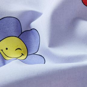 Behandlad bomull Glada blommor | Poppy Fabrics – babyblått/rosa, 
