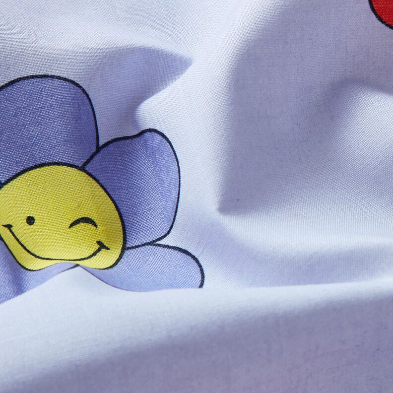 Behandlad bomull Glada blommor | Poppy Fabrics – babyblått/rosa, image number 3