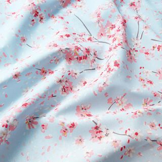 Dekorationstyg Halvpanama grenar med körsbärsblommor – ljusblått/rosa, 