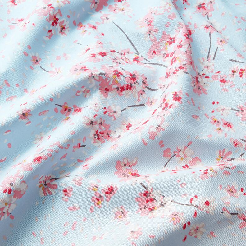 Dekorationstyg Halvpanama grenar med körsbärsblommor – ljusblått/rosa,  image number 2