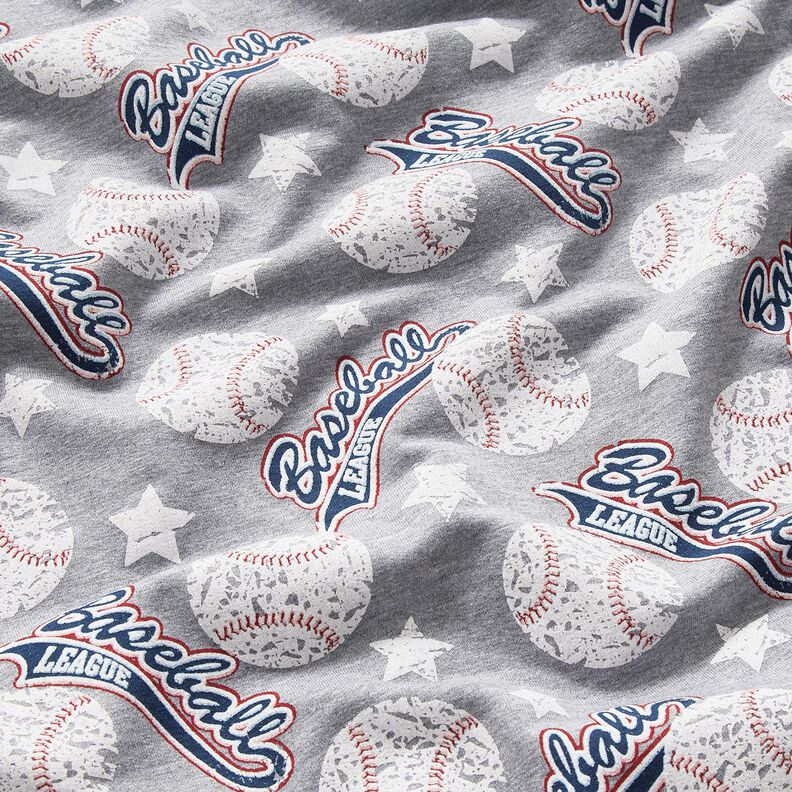 French Terry Sommarsweat baseboll – silver/vit,  image number 2