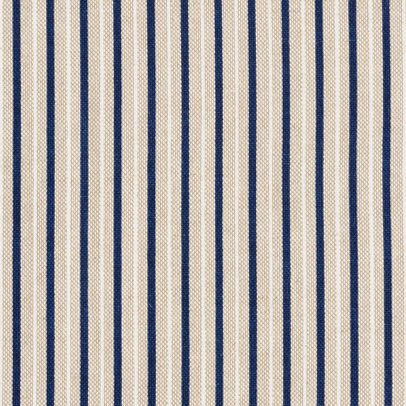 Dekorationstyg Halvpanama smala maritima ränder – natur/marinblått,  image number 1