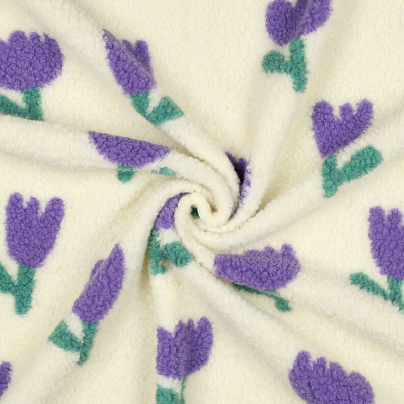 Teddyplysch tulpaner | Poppy Fabrics – elfenbensvit, image number 3