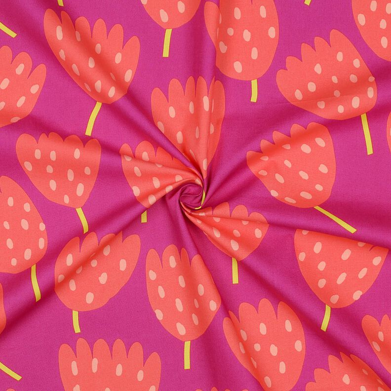 Bomullspoplin Tulips | Nerida Hansen – purpur/korall,  image number 3